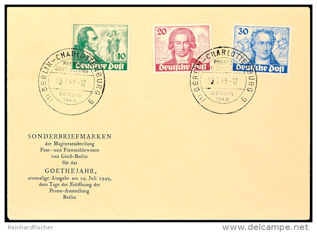 10 Pfg Bis 30 Pfg Goethe Auf Amtl. Blanko-FDC Mit  Ersttagssonderstempel "BERLIN 29.7.49", Tadellos, Mi. 700.-,... - Otros & Sin Clasificación