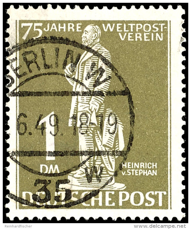 1949, UPU 1 DM Mit Fast Vollem Stpl. BERLIN W 35, Tadellos, Gepr. Schlegel BPP, Mi. 120,--, Katalog: 40 O1949,... - Otros & Sin Clasificación