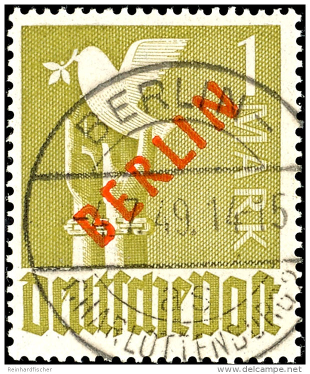 1949, 1 M. Rotaufdruck In Ausnahmeerhaltung (glasklarer Stpl. BERLIN-CHARLOTTENBURG 2, Originalgummi Mit Geringem... - Otros & Sin Clasificación