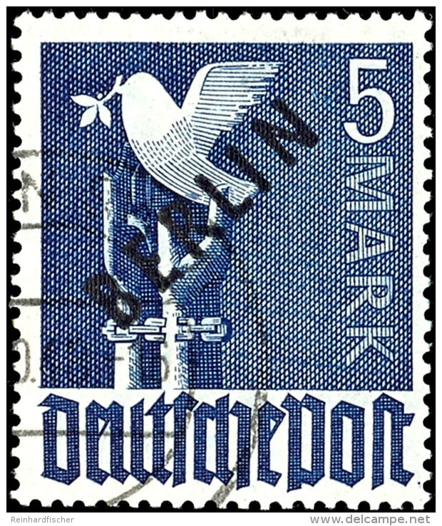 1948, 5 M. Schwarzaufdruck, Pracht, Gepr. Lippsch&uuml;tz BPP, Mi. 750,--, Katalog: 20 O1948, 5 M. Black... - Otros & Sin Clasificación