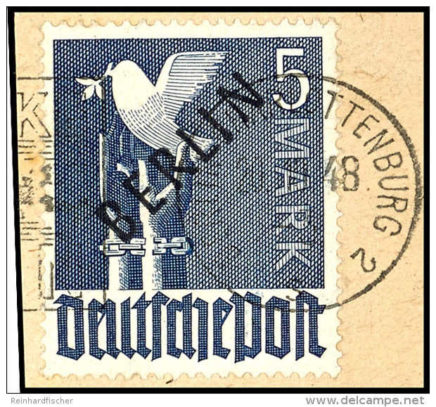 1948, 5 M. Schwarzaufdruck Auf Briefst&uuml;ck Mit Luftbr&uuml;ckenstpl., Tadellos, Gepr. Schlegel BPP, Mi. 750,--,... - Otros & Sin Clasificación