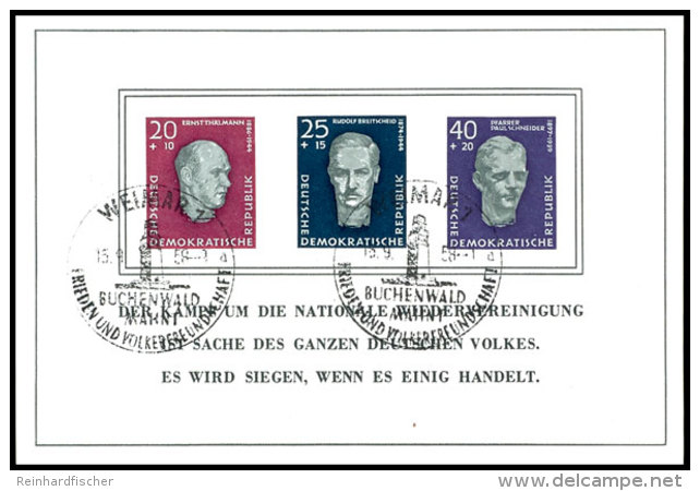 1958, "Buchenwald-Block" Mit Weimarer Sonderstpl., Tadellos, Mi. 130,--, Katalog: Bl. 15 O1958, "Buchenwald... - Otros & Sin Clasificación