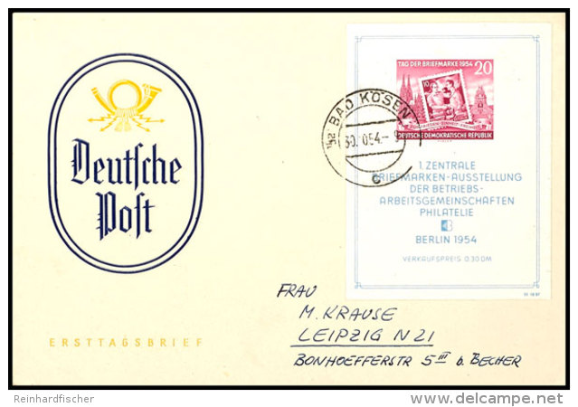 Briefmarkenausstellungs-Block Auf FDC Mit &uuml;bergehendem Ersttagsstempel Von BAD K&Ouml;SEN 30.10.54, Tadellos,... - Otros & Sin Clasificación