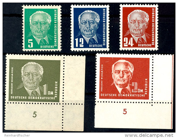 1952, "Pieck" Kpl. Tadellos Postfrisch, Dabei 1 Und 2 DM Je Als Rechte Untere Bogenecke (ungefaltet), Mi. 120,--,... - Otros & Sin Clasificación