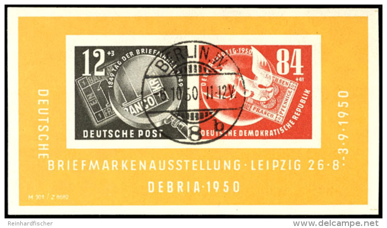 1950, "Debria"-Block Mit Rund-Stpl. BERLIN W8 Und Originalgummi, Tadellos, Mi. 170,--, Katalog: Bl. 7 O1950,... - Otros & Sin Clasificación