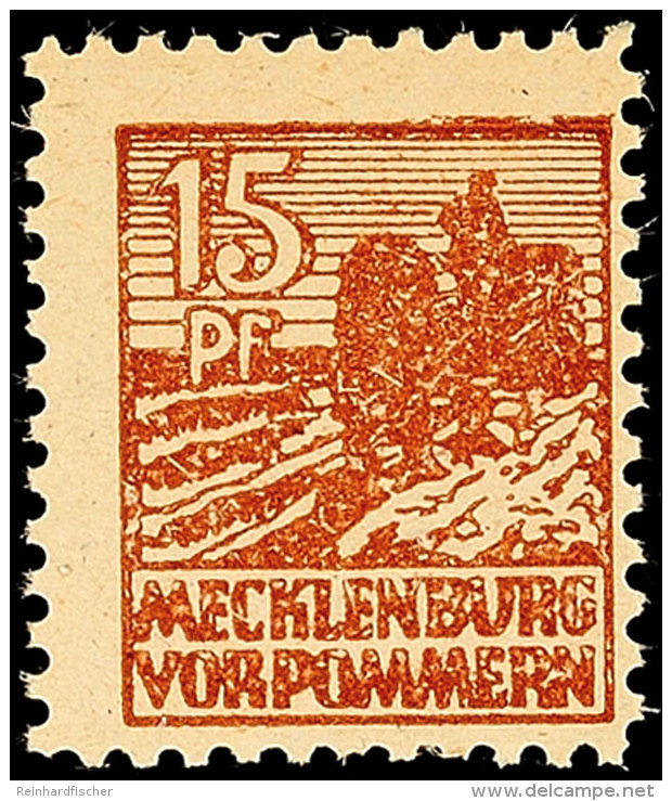 15 Pfg Schw&auml;rzlichgelbbraun, Papier Y, Postfrisch, Gepr&uuml;ft Kramp BPP, Mi. 180.-, Katalog: 37ybb **15... - Otros & Sin Clasificación