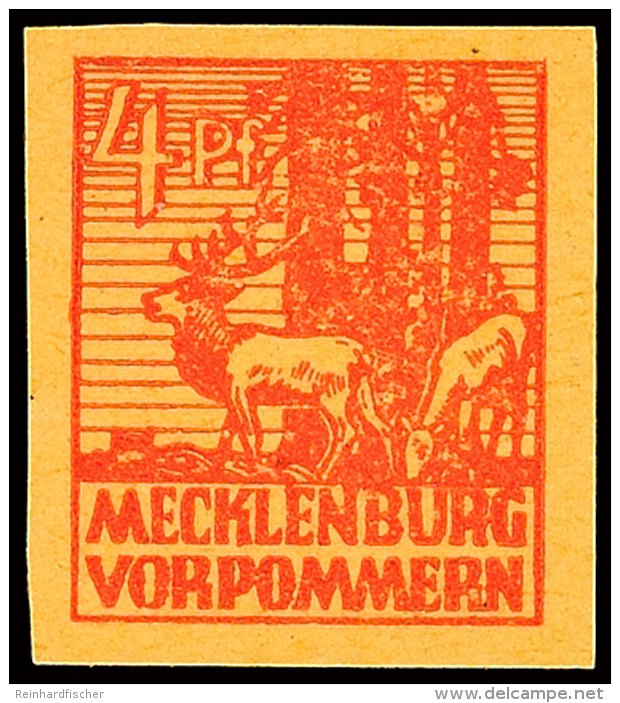 4 Pfg Lebhaftbr&auml;unlichrot, Druck A. Gummiseite, Postfrisch, Gepr. Kramp BPP, Katalog: 31yaG **4 Pfg Bright... - Otros & Sin Clasificación