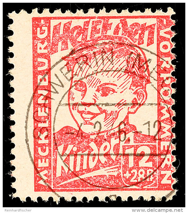 12 Pfg Kinderhilfe Mit Plattenfehler III, Tadellos Gestempelt, Gepr. Kramp BPP, Mi. 130.-, Katalog: 28aIII O12... - Otros & Sin Clasificación