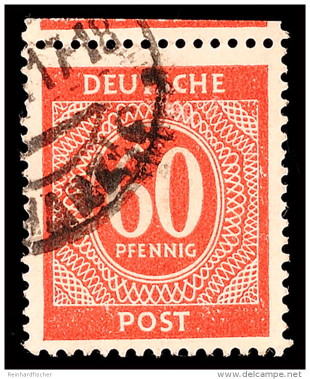 60 Pf. Ziffer Schw&auml;rzlichgraurot, Gestempelt, Farbgepr. Arge, Gepr.Schlegel BPP, Mi. 100.-, Katalog: 933c... - Otros & Sin Clasificación