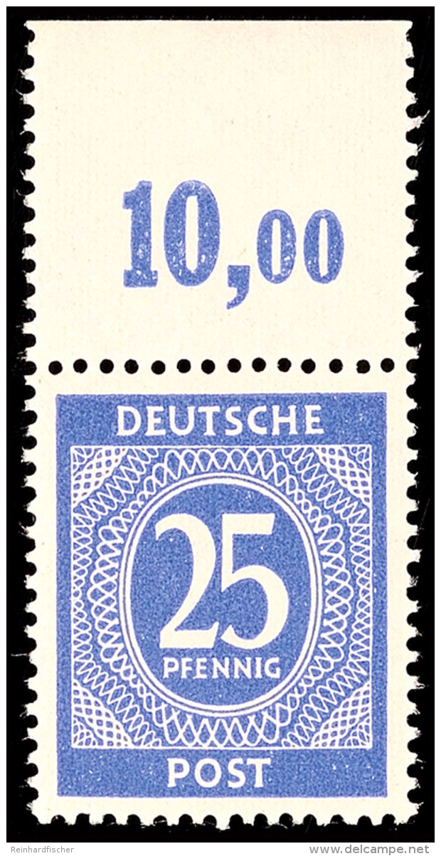 25 Pfg In A-Farbe Vom Plattenoberrand, Dieser Dgz., Tadellos Postfrisch, Bestens Gepr. A. Schlegel BPP, Mi. 60.-,... - Otros & Sin Clasificación