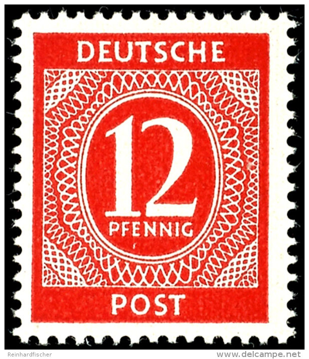 Ziffer 12 Pf. Auf Dickem Papier, Tadellos Postfrisch, Gepr. Schlegel BPP, Mi. 200,--, Katalog: 919ax **Numeral... - Otros & Sin Clasificación