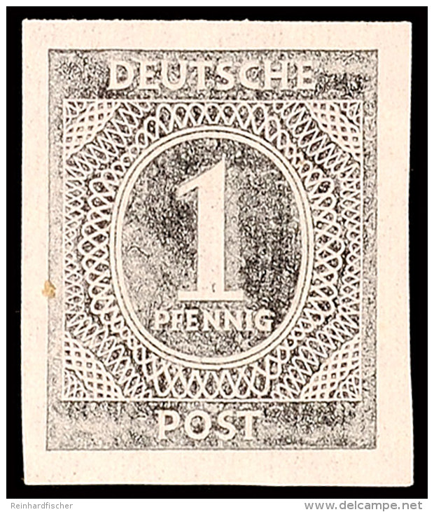 1 Pf. Ziffer Schwarz, Ungez&auml;hnt, Postfrisch, Sign. Dr.Wittmann, Mi. 500,- (alter Ausruf 150), Katalog: 911U... - Otros & Sin Clasificación