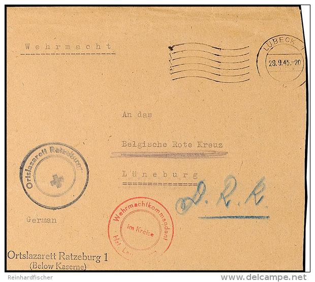 1945, Portofreier Wehrmachts-Brief Mit Absender-Stempel "Ortslazarett Ratzeburg 1 (Below Kaserne) Und Rotem K2... - Otros & Sin Clasificación