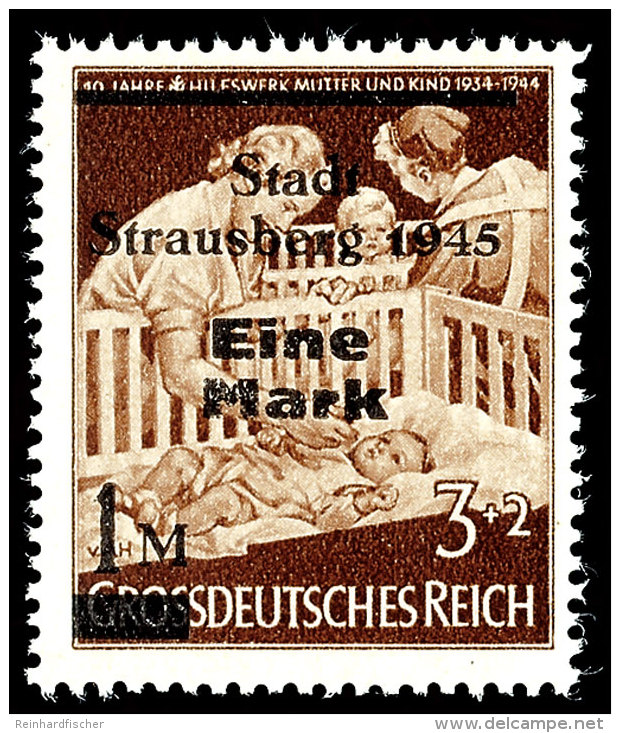 1 M. Bis 5 M. Mit Aufdruck "Stadt/Strausberg 1945", 4 Postfrische Kabinettst&uuml;cke, Unsigniert, Mi 320,- (alter... - Otros & Sin Clasificación