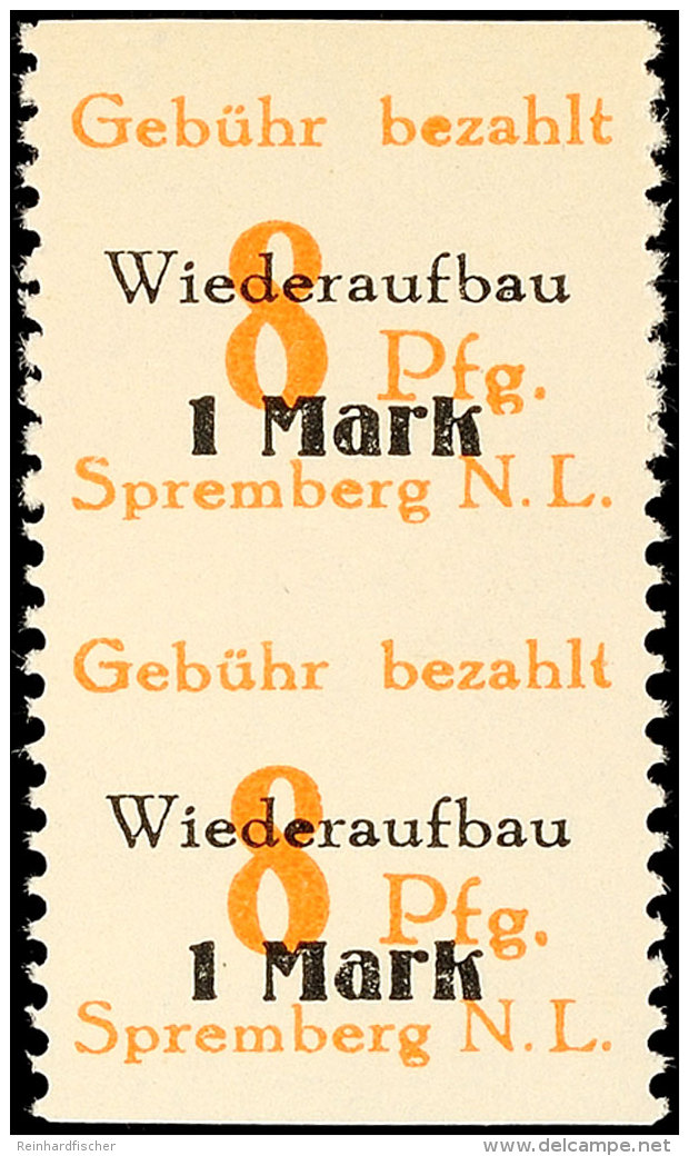 1 Mark Auf 8 Pf Waag. Ungez&auml;hnt Tadellos ** Senkrechtes Paar, Mi. 130.-, Katalog: 19AUw **1 Mark On 8 Pf... - Spremberg