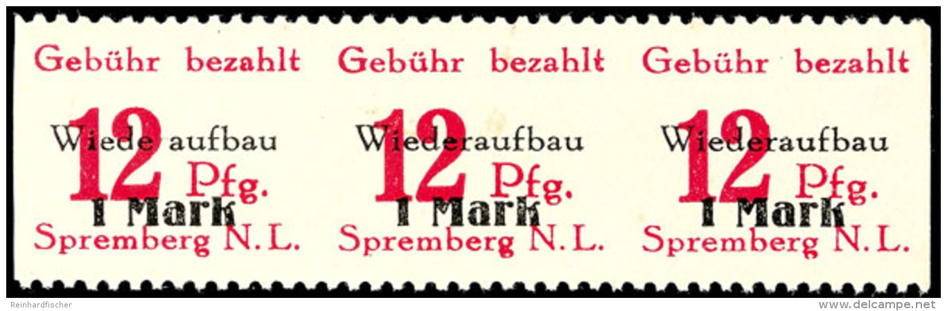 8 Pf. + 1 M. Und 12 Pf. + 1M. Wiederaufbau, Je Im 3er-Streifen, Senkr. Ungez&auml;hnt, Tadellos Postfrisch, MI.... - Spremberg