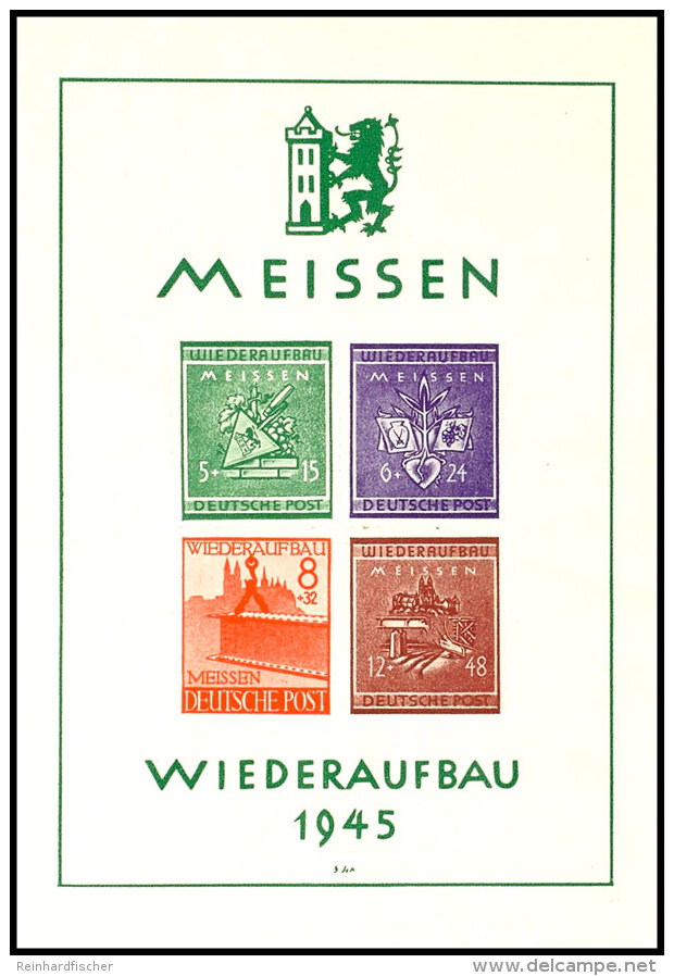 Wiederaufbau-Block Tadellos Postfrisch, Mi. 260,--, Katalog: Bl. 1 **Reconstruction Souvenir Sheet In Perfect... - Meissen