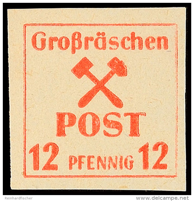 12 Pf. Freimarke, Seltenes Z-Papier, Tadellos **, Fotobefund Kunz BPP "diese Papiervariante Ist Bisher Nur In... - Grossraeschen