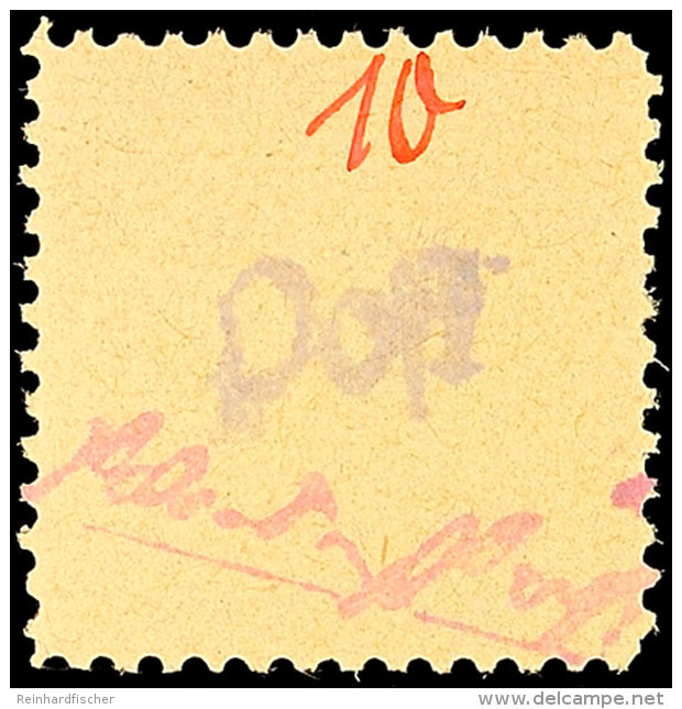 10 Pf. Freimarke, Kurzschriftstempel R&ouml;tlichlila, Tadellos **, Gepr. Kunz BPP, Mi. 150.-, Katalog: 6F **10... - Grossraeschen