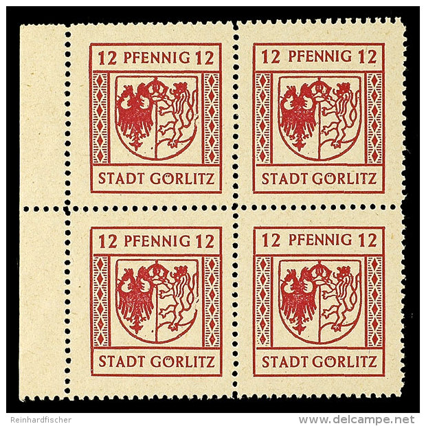 12 Pfg Mit Spargummi, Kleine Kreise, Postfrischer Kabinett-Viererblock Mit Linkem Rand, Mi. 96.-, Katalog: 8y(4)... - Goerlitz