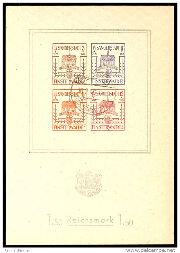 Kompletter Gestempelter Block, Mi. 100,--, Katalog: Bl. 1 OComplete Cancelled Souvenir Sheet, Michel 100,--,... - Finsterwalde