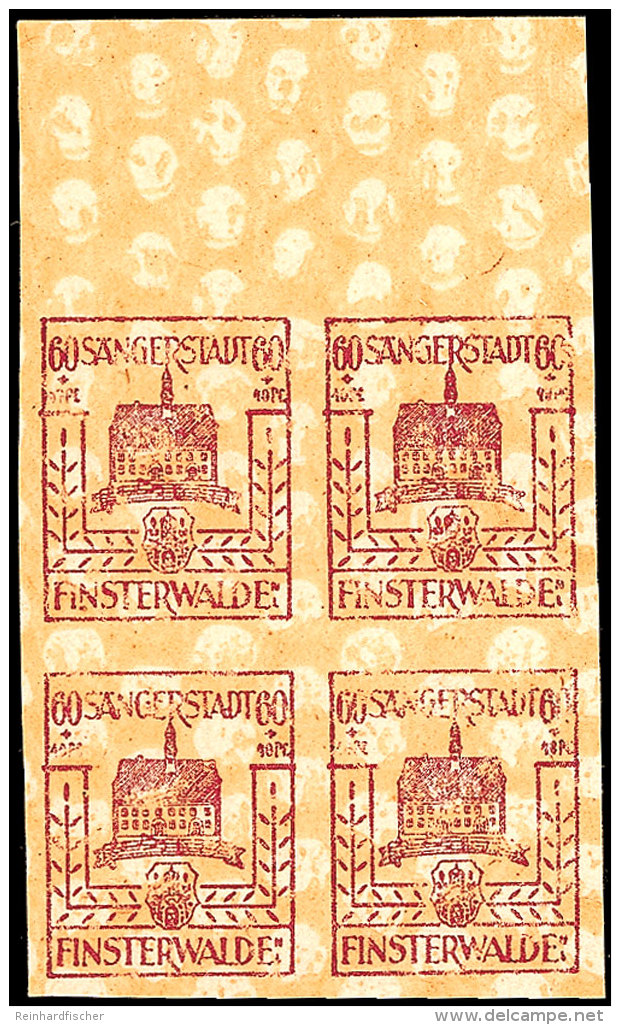 60 Pfg Mit Druck Auf Der Gummiseite, Postfrischer Kabinett-Viererblock Mit Oberrand, Dekorative Einheit! Mi 160.-,... - Finsterwalde