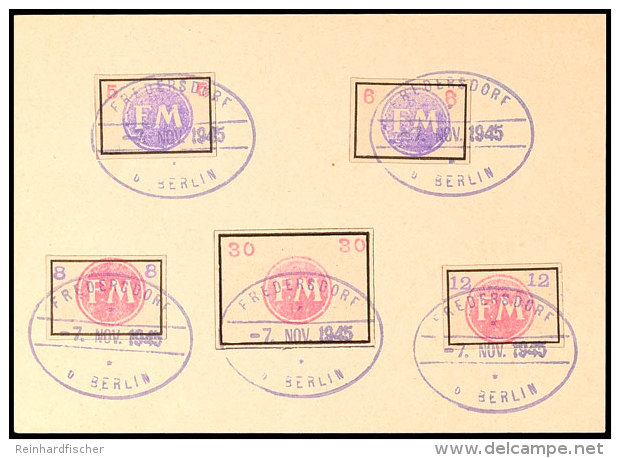 30 Pf. Etikett Mit Kleinen Wertziffern (Sp250) Und 5 Pf. - 12 Pf. (Sp231/34) A. Blankokarte, Mi. 360.-, Katalog:... - Fredersdorf-Vogelsdorf