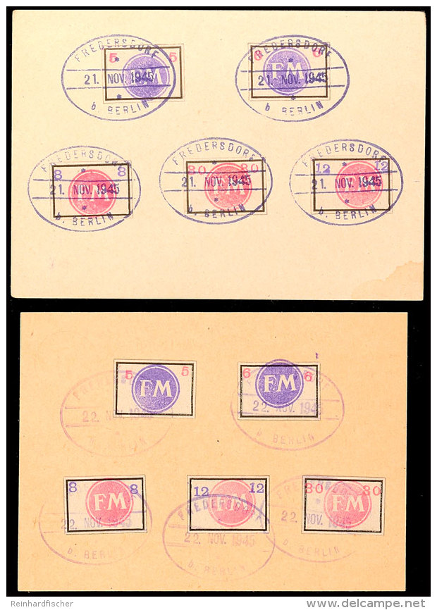 5 Pf. - 30 Pf. Etiketten, Je 2mal A. Blankokarte, Jeder Wert Klar Gestempelt, Katalog: Sp231/35 BS5 Pf. - 30... - Fredersdorf-Vogelsdorf
