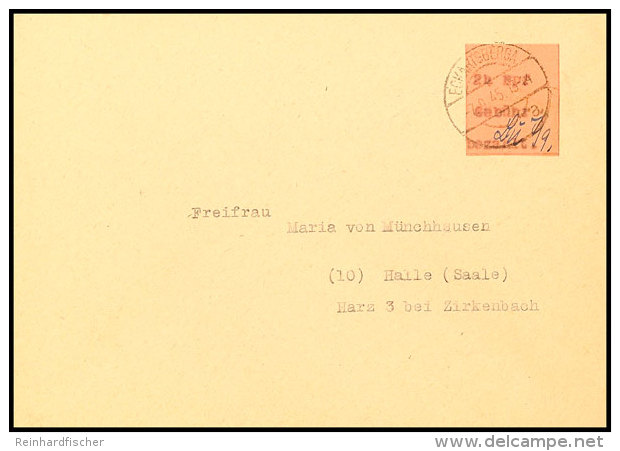 24 Pf. A. Sammlerbrief Nach Halle (Zirkenbach) Vom 7.9.45, Tadellos, Mi 720,-, Katalog: 3I BF24 Pf. On... - Otros & Sin Clasificación