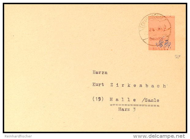 24 Pf. Geb&uuml;hrenzettel, EF A. Brief Vom 7.9.45 Nach Halle (Zirkenbach), Tadellos, Sign., Mi 720,-, Katalog: 3I... - Otros & Sin Clasificación