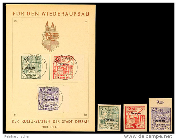 Wiederaufbau Ungez&auml;hnt, Tadellos Postfrisch U. A. Gedenkblatt; Mi.195.-, Katalog: I/IIIB... - Dessau