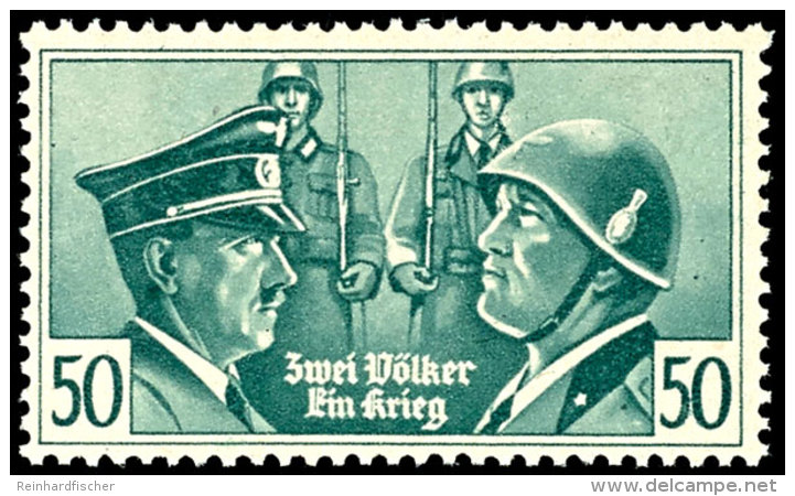 50 C. Hitler/Mussolini "Zwei V&ouml;lker Ein Krieg", Tadellos Postfrisch, Sehr Seltene Marke Und Erst In Der 46.... - Otros & Sin Clasificación