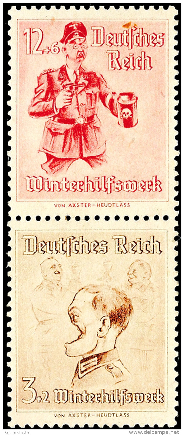 3+2 Und 12+6 Pf. Goebels Bzw. Himmler, Senkrechter Zusammendruck Tadellos Ungebraucht (nahezu Postfrisch... - Otros & Sin Clasificación