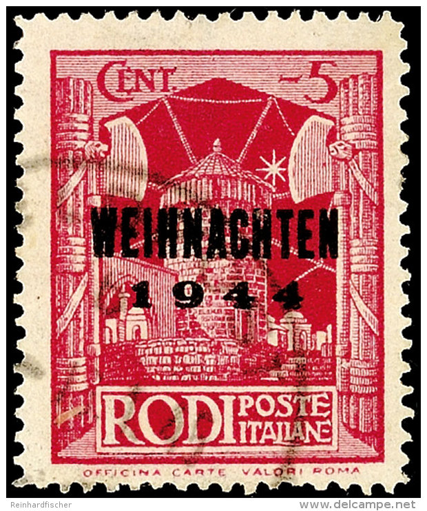 Insel Rhodos Weihnachtsmarke Mit Aufdrucktype I., Gestempelt, Pracht, Signiert Mogler BPP, Mi. 500,-, Katalog: 12I... - Otros & Sin Clasificación