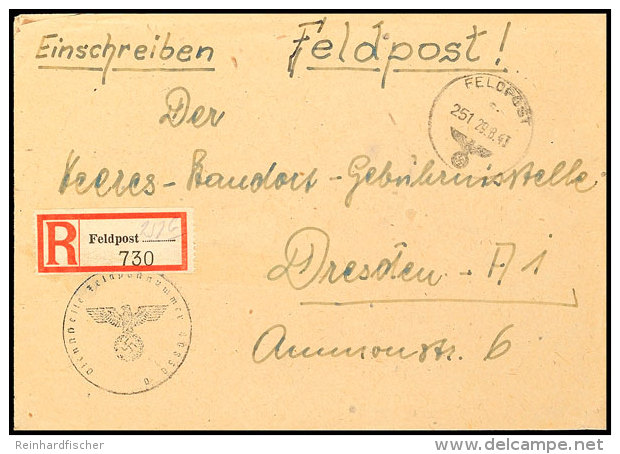 ARABER: 1943, Einschreibe-Dienstbrief Mit Norm-Stempel "c 251 29.8." Nach Dresden Mit Ankunftsstempel, Briefstempel... - Otros & Sin Clasificación