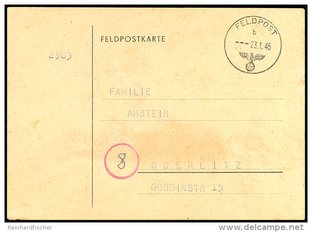 1945, FUNKNACHRICHTENKARTE KRETA, Feldpost-Vordruckkarte Mit Normstempel "b 23.1.45" Mit Gru&szlig;text Und... - Otros & Sin Clasificación