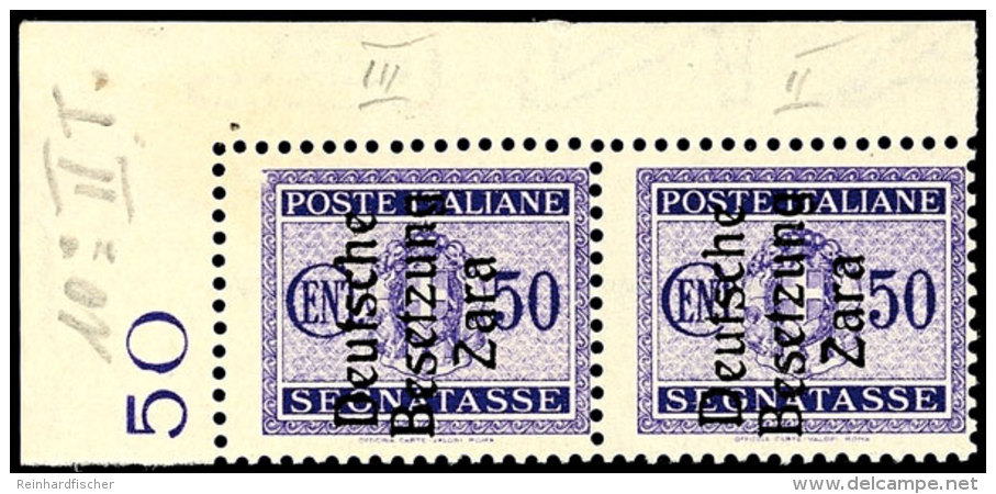 50 C Violett Waagerechtes Eckrandpaar Mit Aufdruck In Type III Bzw. II Tadellos Postfrisch, Gepr. Brunel BPP, Mi.... - Otros & Sin Clasificación