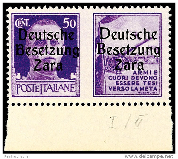 50 C Violett Mit Propagandafeld "Artillerie" Tadellos Postfrisch, Marke Aufdruck Type I, Propagandafeld Aufdruck... - Ocu. Alemana: Zara