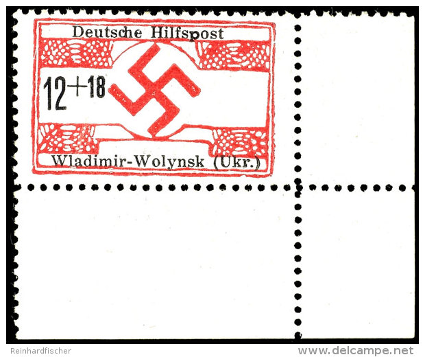 12 Pfg Wladimir-Wolynsk (Ukr.) In Type III Auf Mattem Kunstdruckpapier, Eckrand Unten Rechts, Tadellos Postfrisch,... - Otros & Sin Clasificación