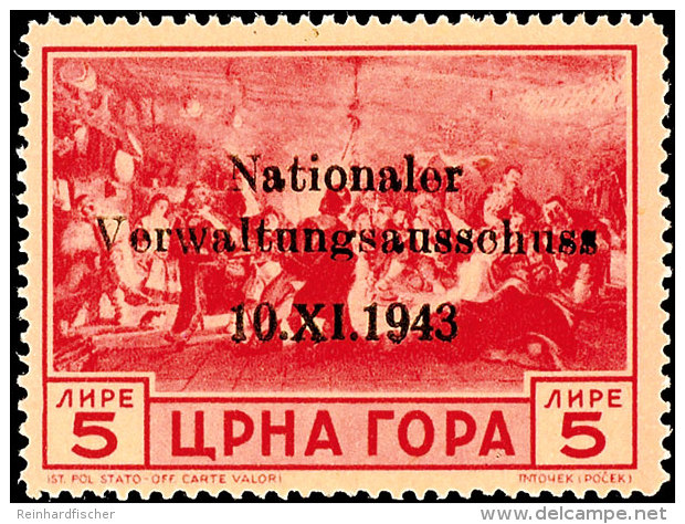 25 C. - 5 L. Nationaler Verwaltungsausschuss, Frei Und Flugmarken, Postfrisch, Signiert Krischke, F&uuml;r Mi.-Nr.... - Ocu. Alemana: Montenegro