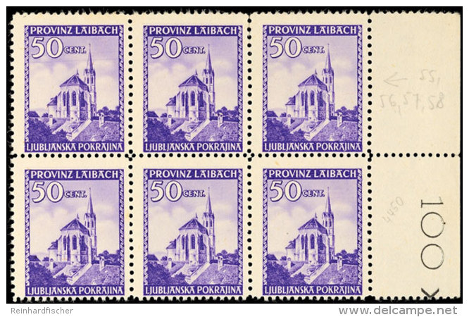 50 C. Violett Mit Plattenfehler "2 Telegraphen In H&ouml;he Des Kirchturms" (Feld 58) Mit Normalmarken Im... - Otros & Sin Clasificación