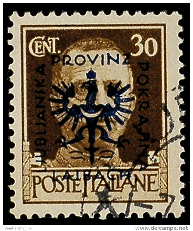 30 C. Dunkelbraun, Aufdruckfehler I, Gestempelt, Gepr., Mi. 300.-, Katalog: 6I O30 C. Dark Brown, Overprint... - Otros & Sin Clasificación