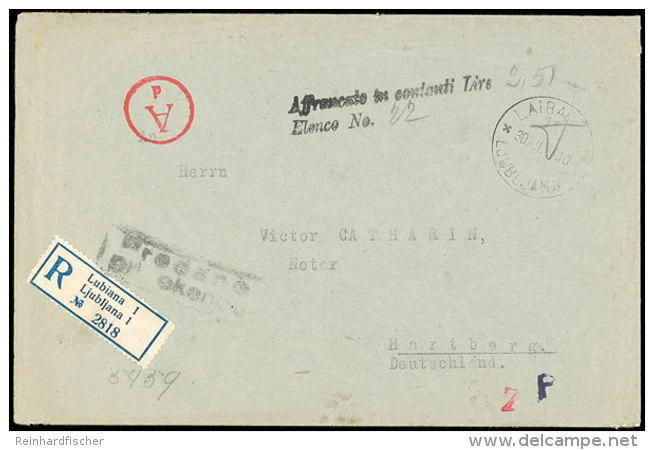 1944, Einschreiben-Brief Aus LAIBACH 30.12. Mit Barfrankatur (schwarzer L2) Und OKW-Zensur Nach Harberg,  Umschlag... - Otros & Sin Clasificación