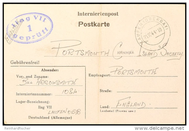 Interniertenpostkarte Mit Stempel LAUFEN (OBERBAY) 21.10.44 Von Einem Internierten Von Der Insel Guernsey Im... - Otros & Sin Clasificación