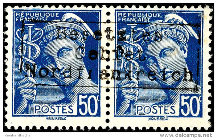 50 C. Blau, Waag. Ungebrauchtes Markenpaar Mit Aufdruck In Type II, Attest Herbst VP (2016) "Die Erhaltung Ist... - Otros & Sin Clasificación