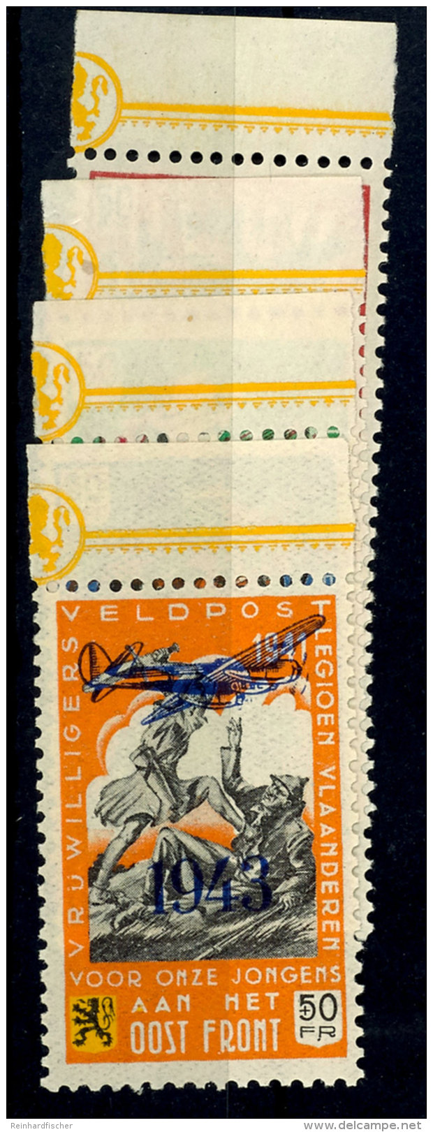 + 50 Fr. Symbolische Darstellungen Mit Aufdruck "Flugzeug Und Jahreszahl 1943", Alle Vier Farben, Tadellos... - Otros & Sin Clasificación