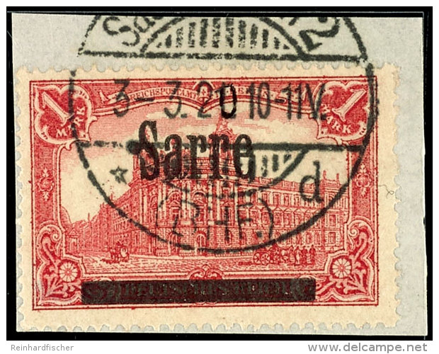 1 Mark Germania Mit Aufdruck "SARRE", Type AII, Tadellos Gestempelt, Fotobefund Braun BPP: "einwandfrei", Mi. 100.-... - Otros & Sin Clasificación