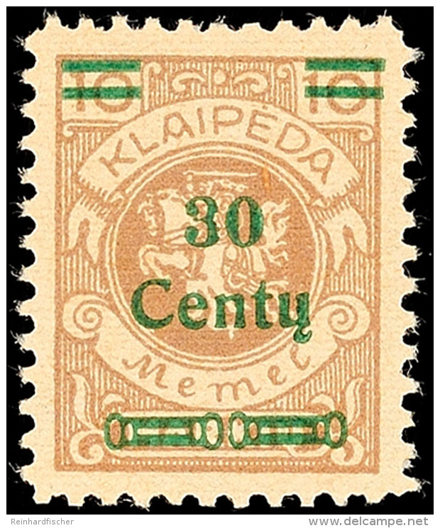 30 C Auf 10 M Tadellos Postfrisch, Mi. 250.-, Katalog: 222 **30 C On 10 M In Perfect Condition Mint Never... - Memel (Klaipeda) 1923