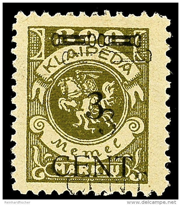 3 C. Auf 330 M. Oliv Mit Doppeltem Aufdruck Tadellos * Befund Erdwien, Mi. 120.- Attest/Certificate:... - Memel (Klaipeda) 1923