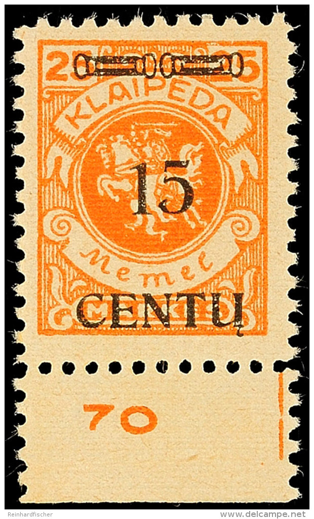 15 C Auf 25 Mark In Type BI Tadellos Postfrisch, Mi. 100.-, Katalog: 170BI **15 C On 25 Mark In Type BI In... - Memel (Klaipeda) 1923